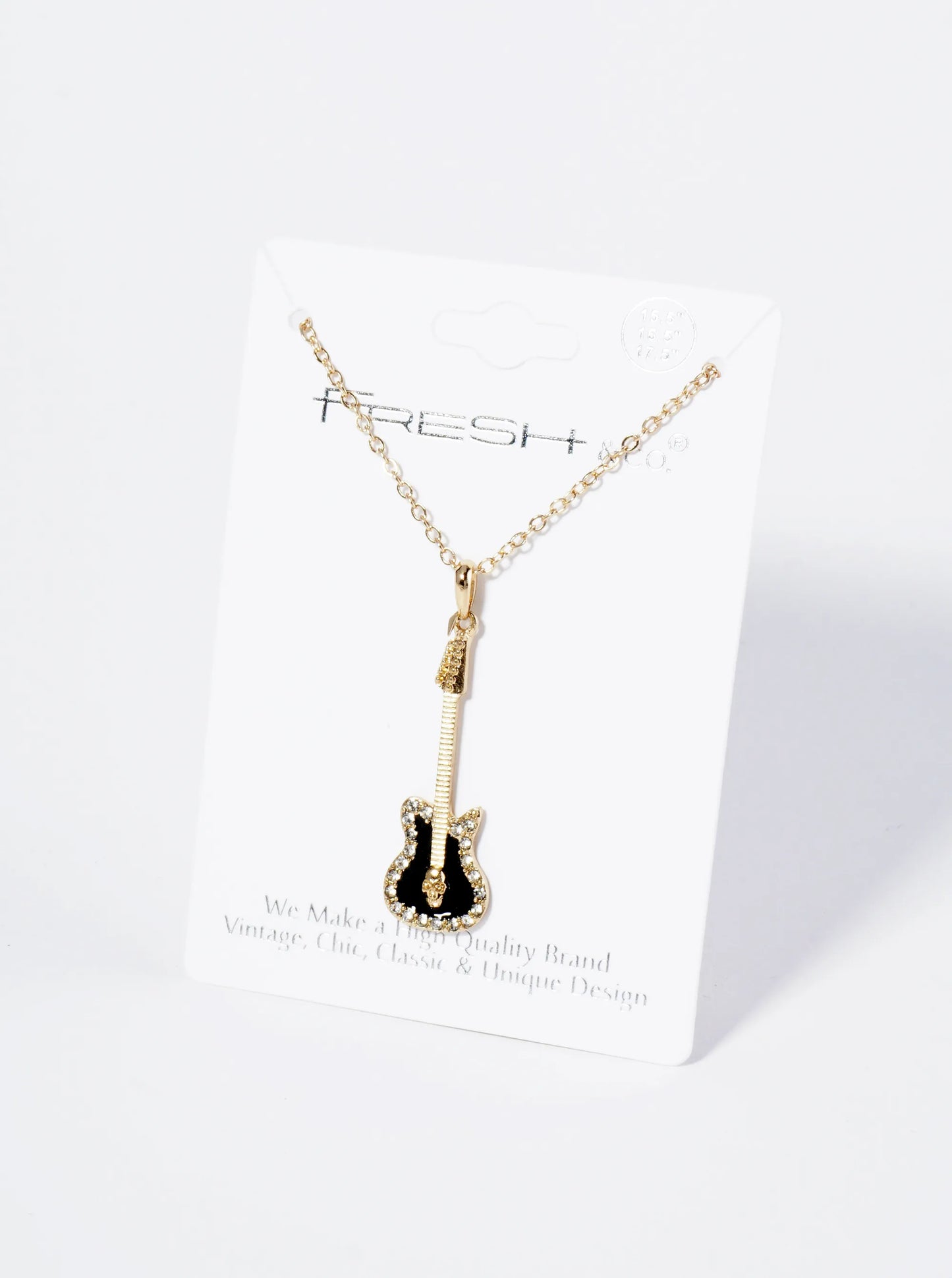 Crystal Pave Enamel Electric Guitar Pendant Necklace