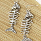 Crystal Pave Fishbone Dangle Drop Earrings