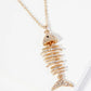 Crystal Pave Fishbone Pendant Necklace