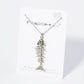 Crystal Pave Fishbone Pendant Necklace