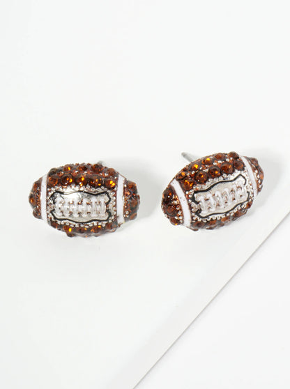 Crystal Pave Football Stud Earrings