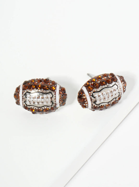 Crystal Pave Football Stud Earrings