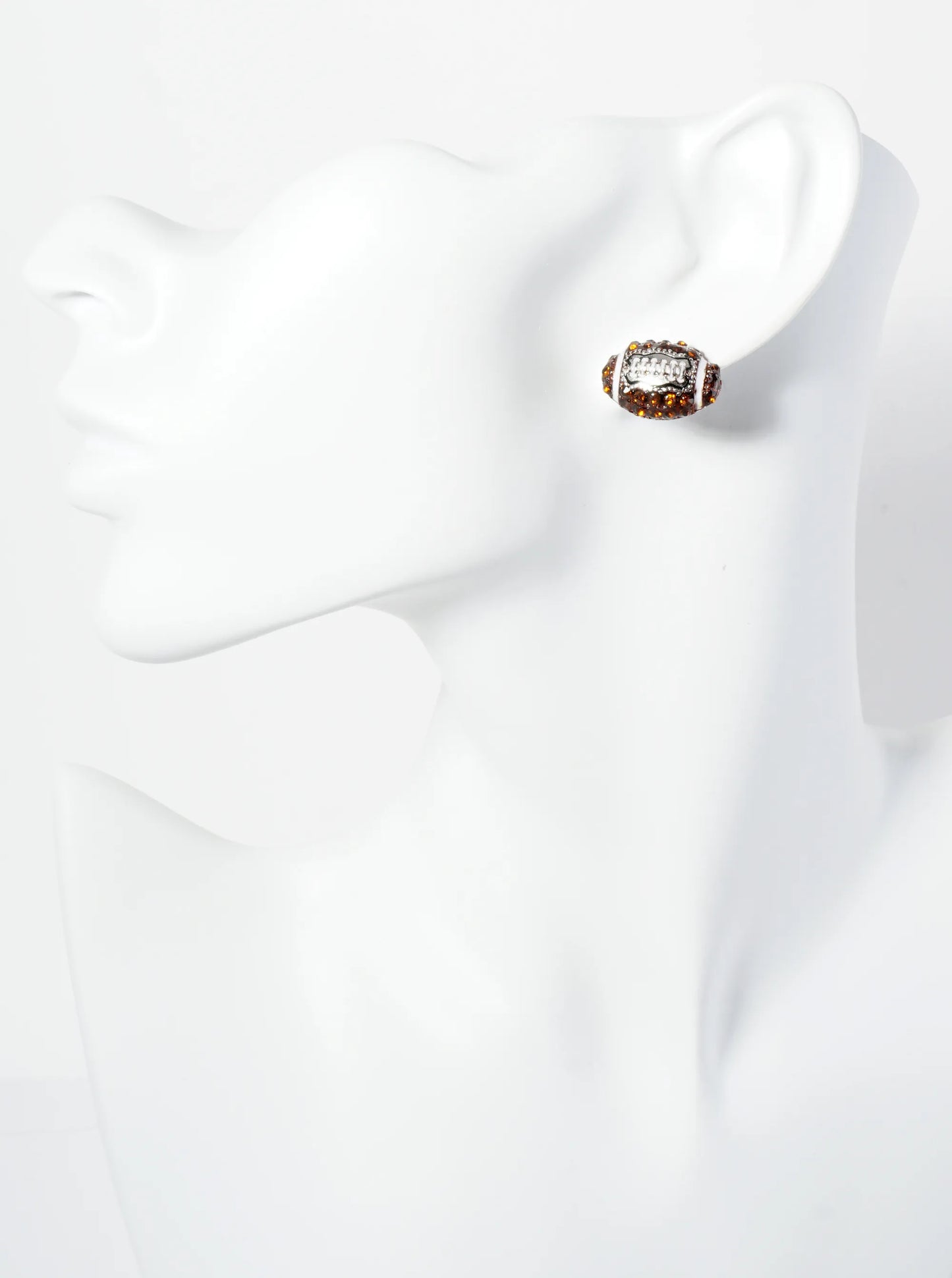 Crystal Pave Football Stud Earrings