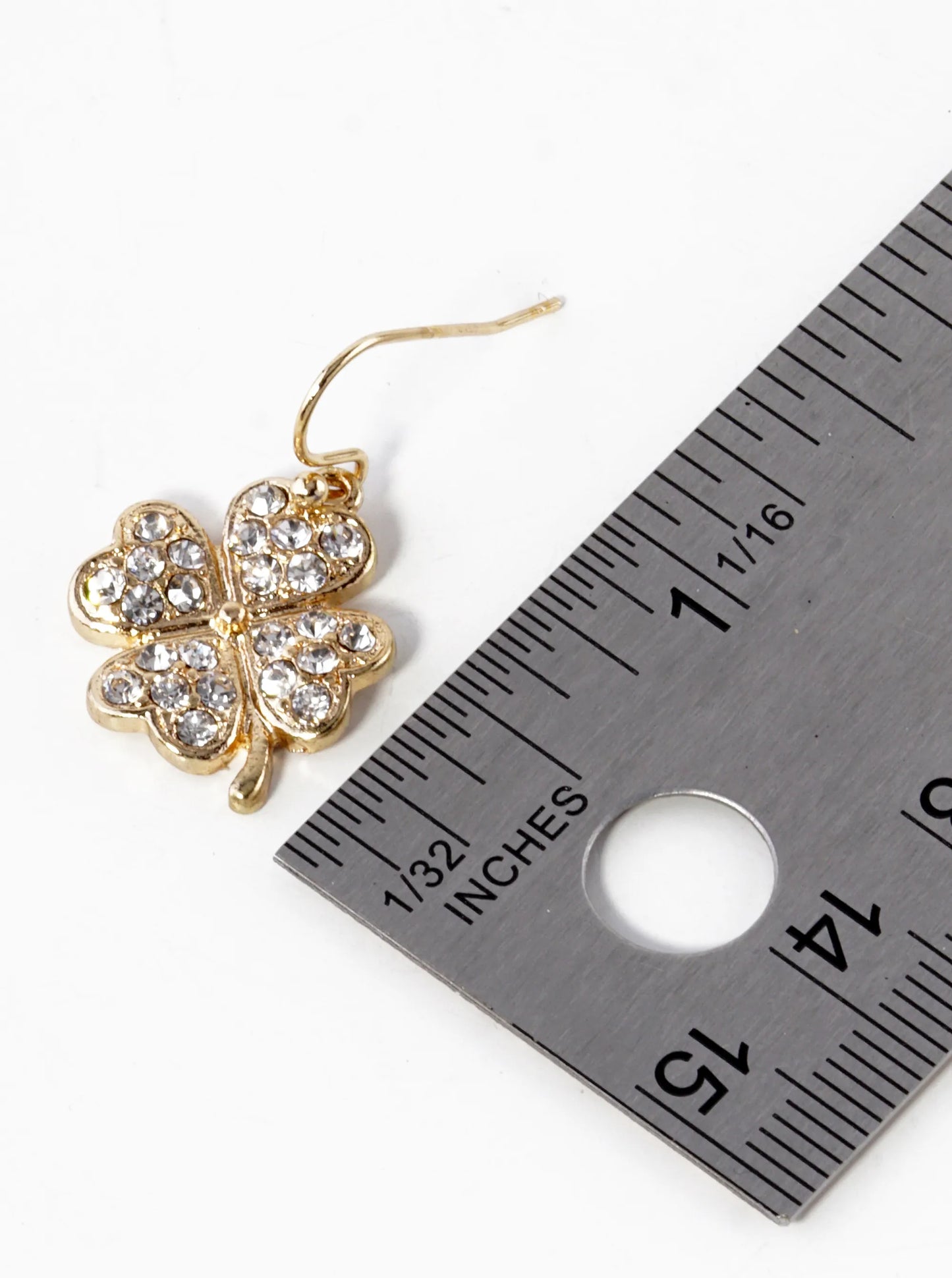 Crystal Pave Four-Leaf Clover Drop Earrings