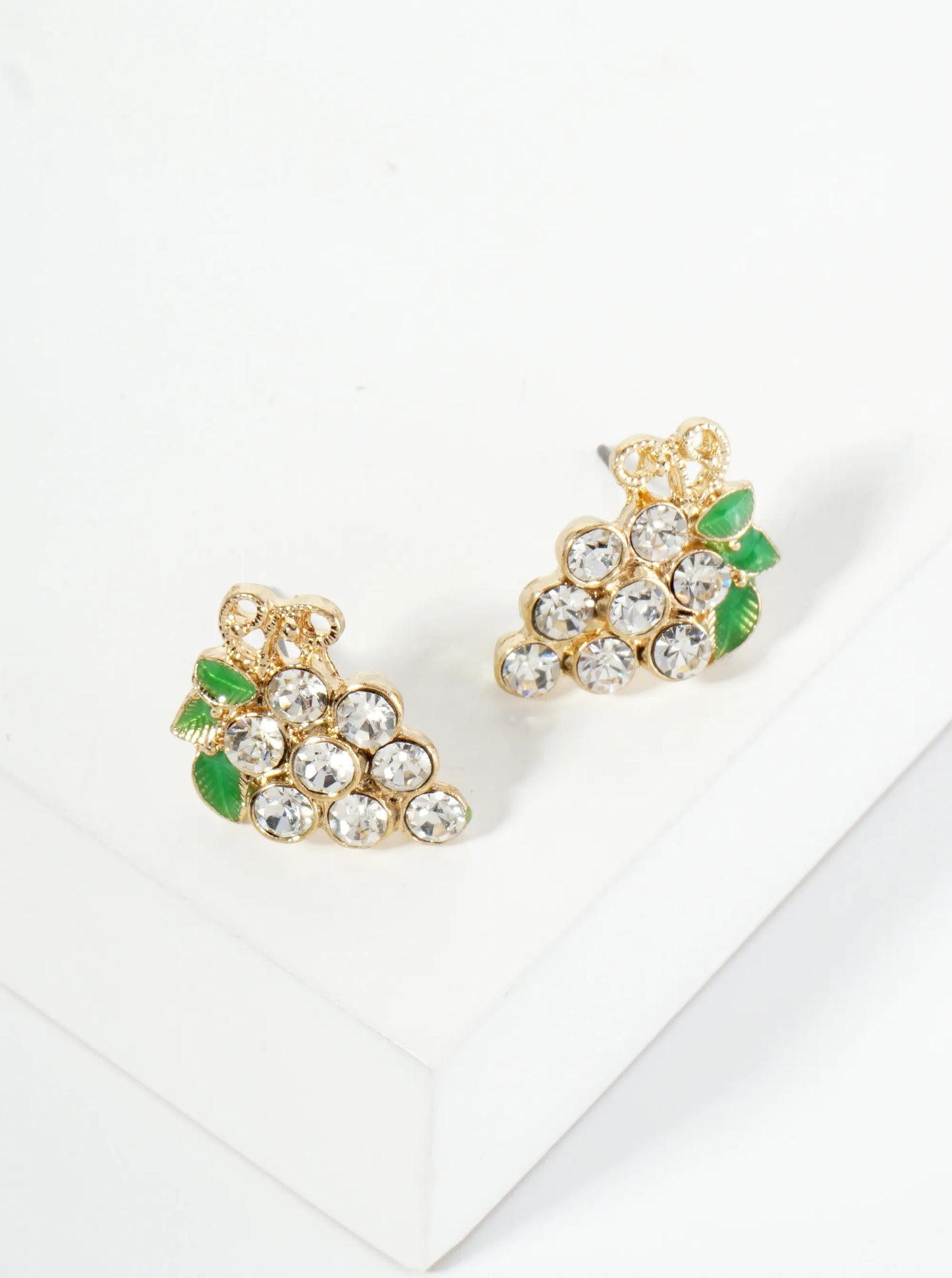 Crystal Pave Grape Post Stud Earrings