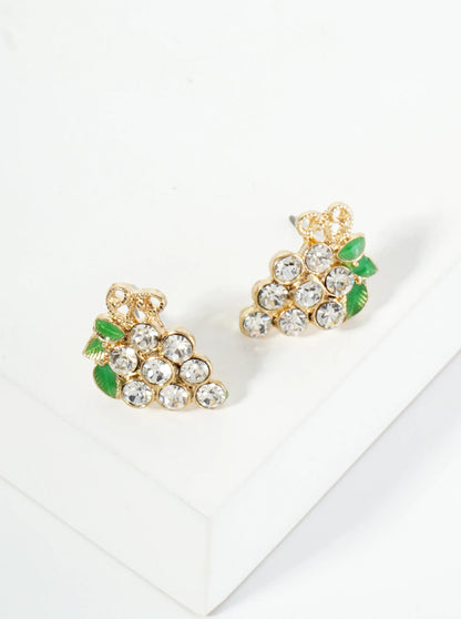 Crystal Pave Grape Post Stud Earrings