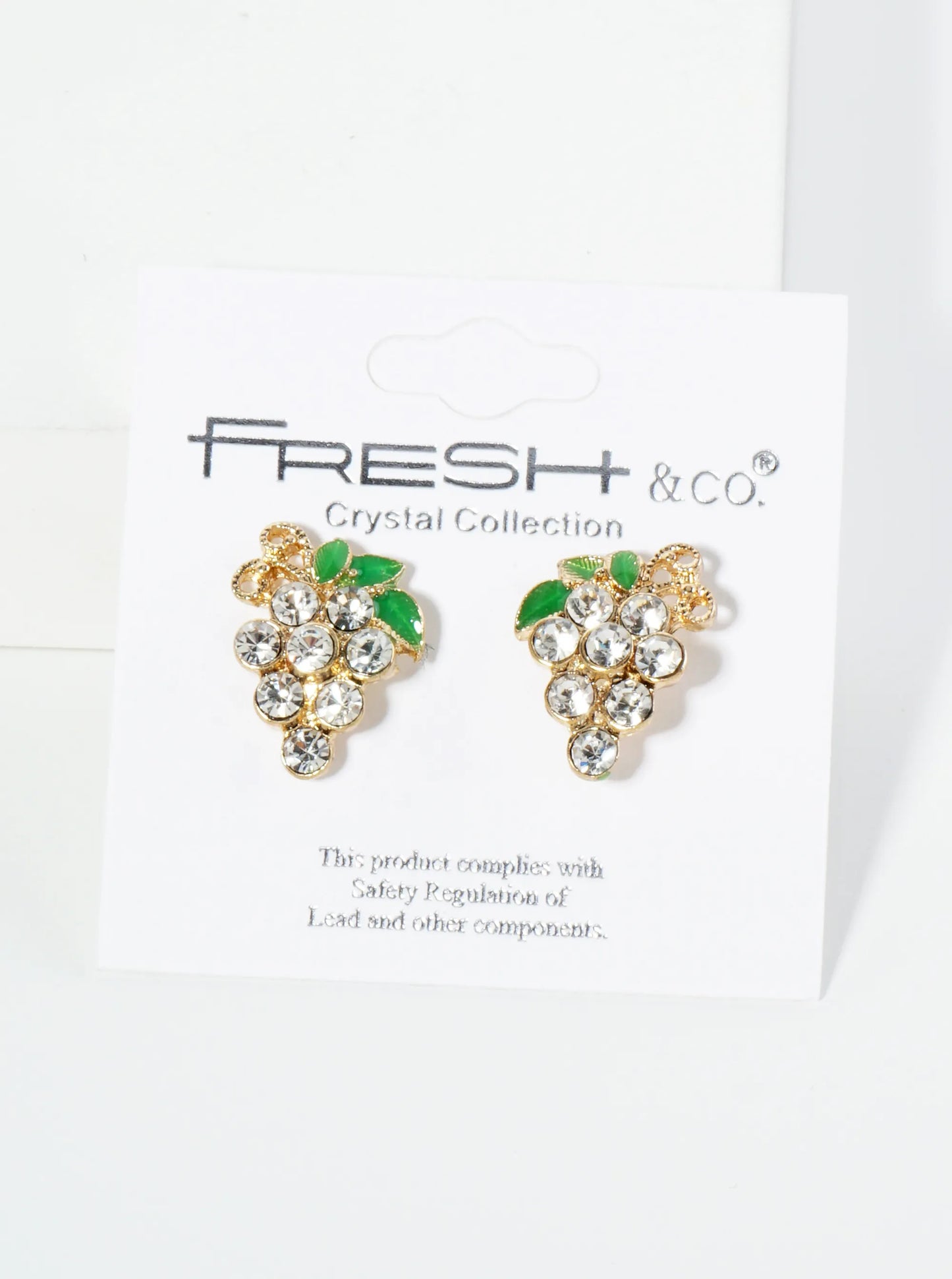 Crystal Pave Grape Post Stud Earrings