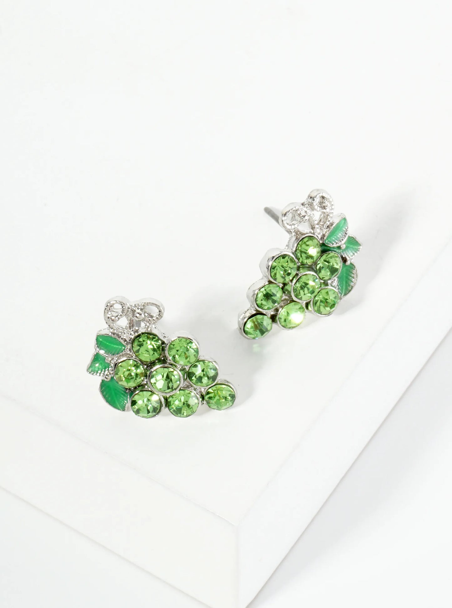 Crystal Pave Grape Post Stud Earrings