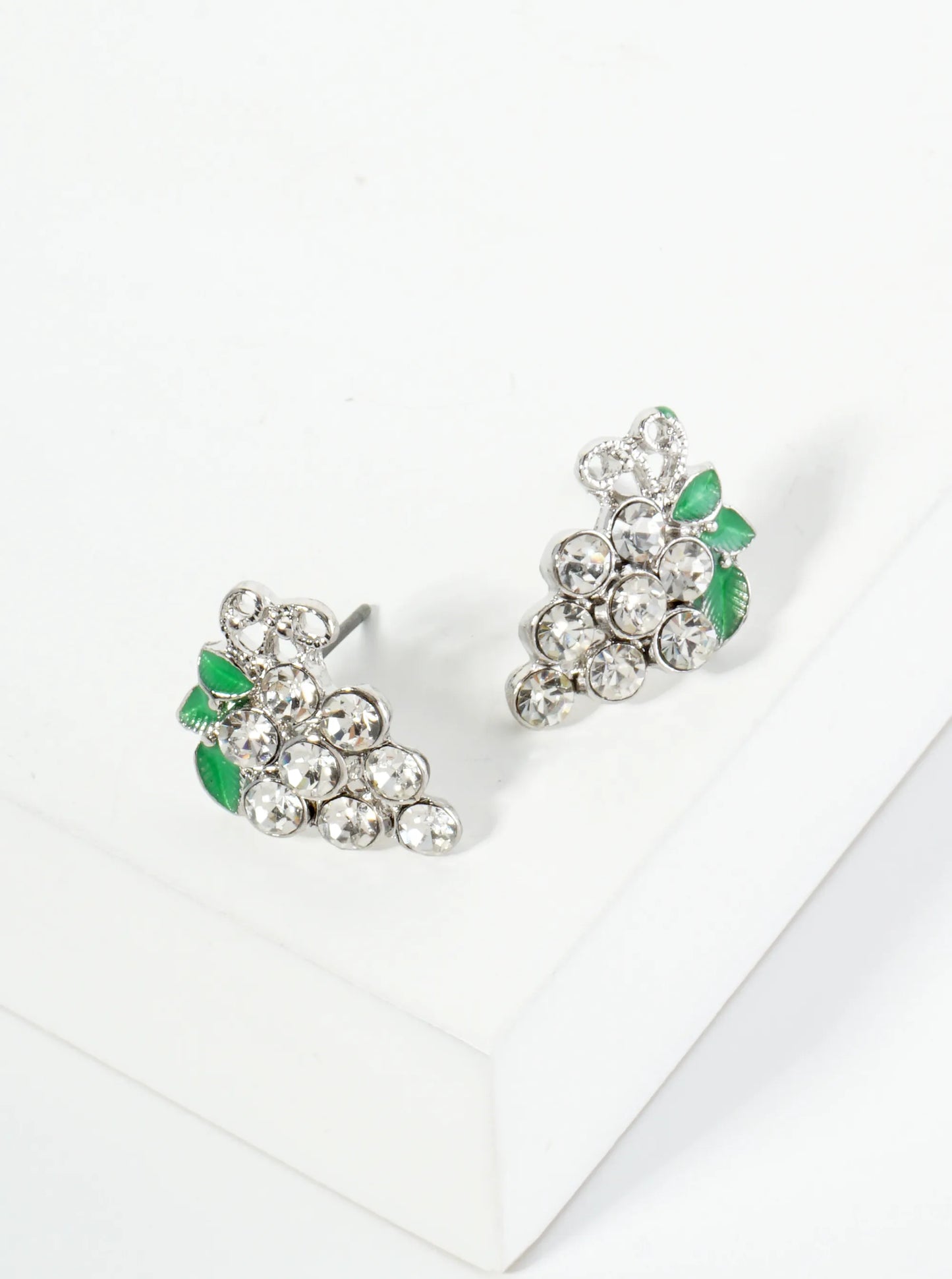 Crystal Pave Grape Post Stud Earrings