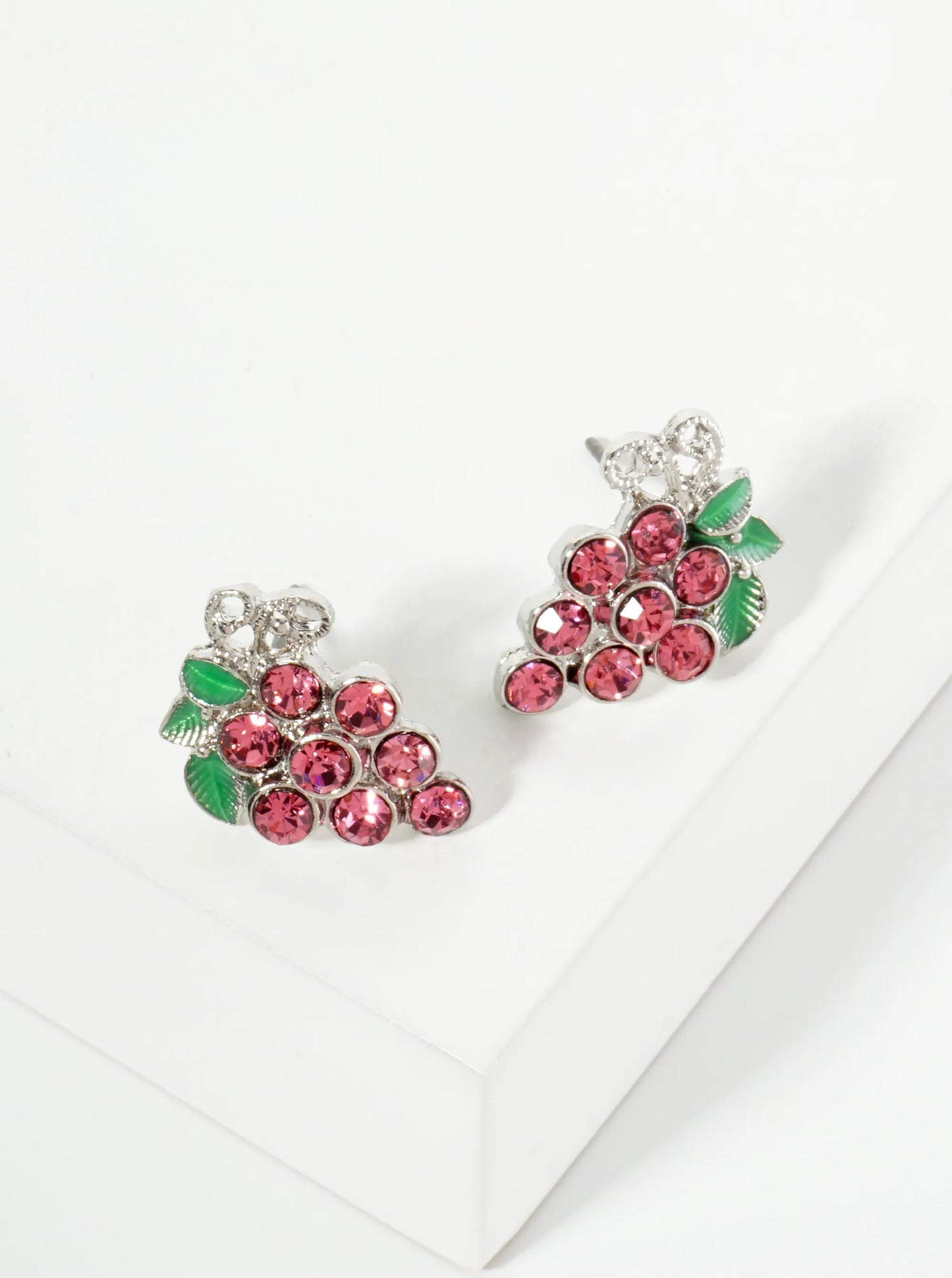 Crystal Pave Grape Post Stud Earrings