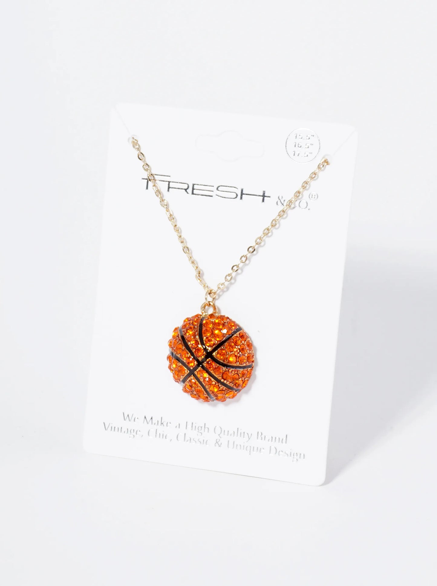 Crystal Pave Half-Dome Basketball Pendant Necklace