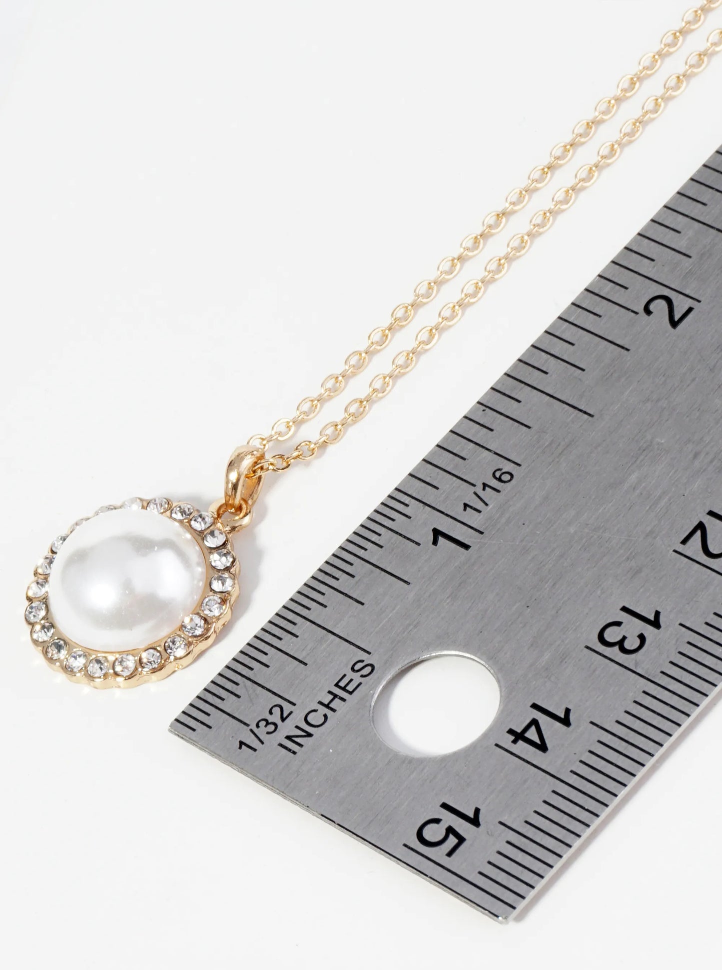 Crystal Pave Half-Dome Pearl Pendant Necklace