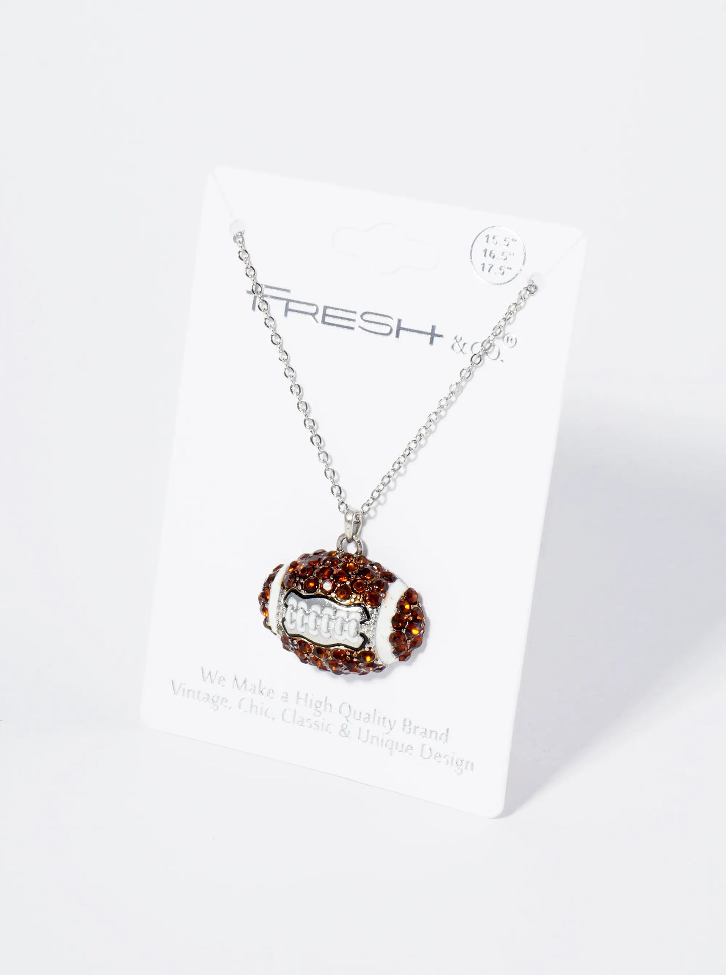 Crystal Pave Half Football Pendant Necklace
