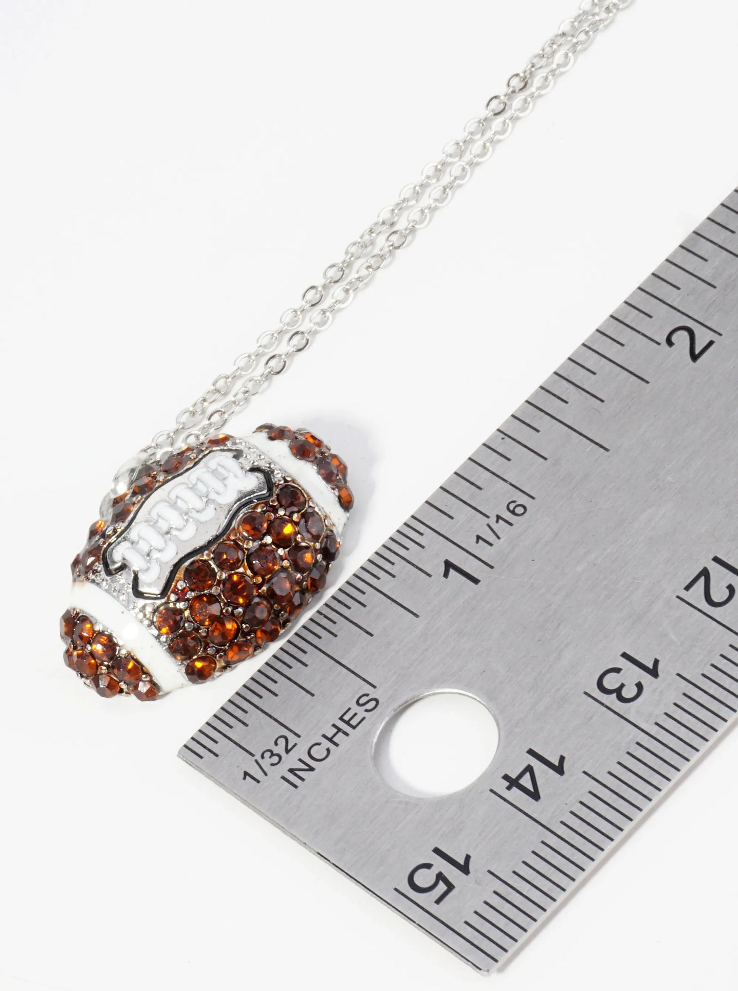 Crystal Pave Half Football Pendant Necklace