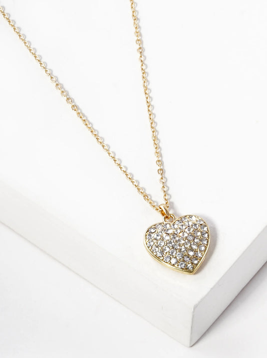 Crystal Pave Heart Pendant Necklace