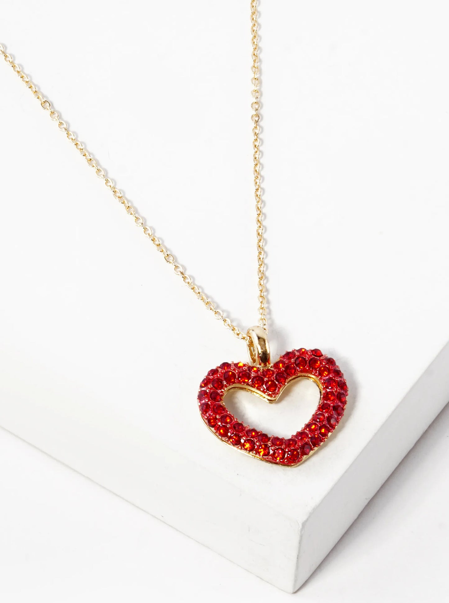 Crystal Pave Heart Pendant Necklace