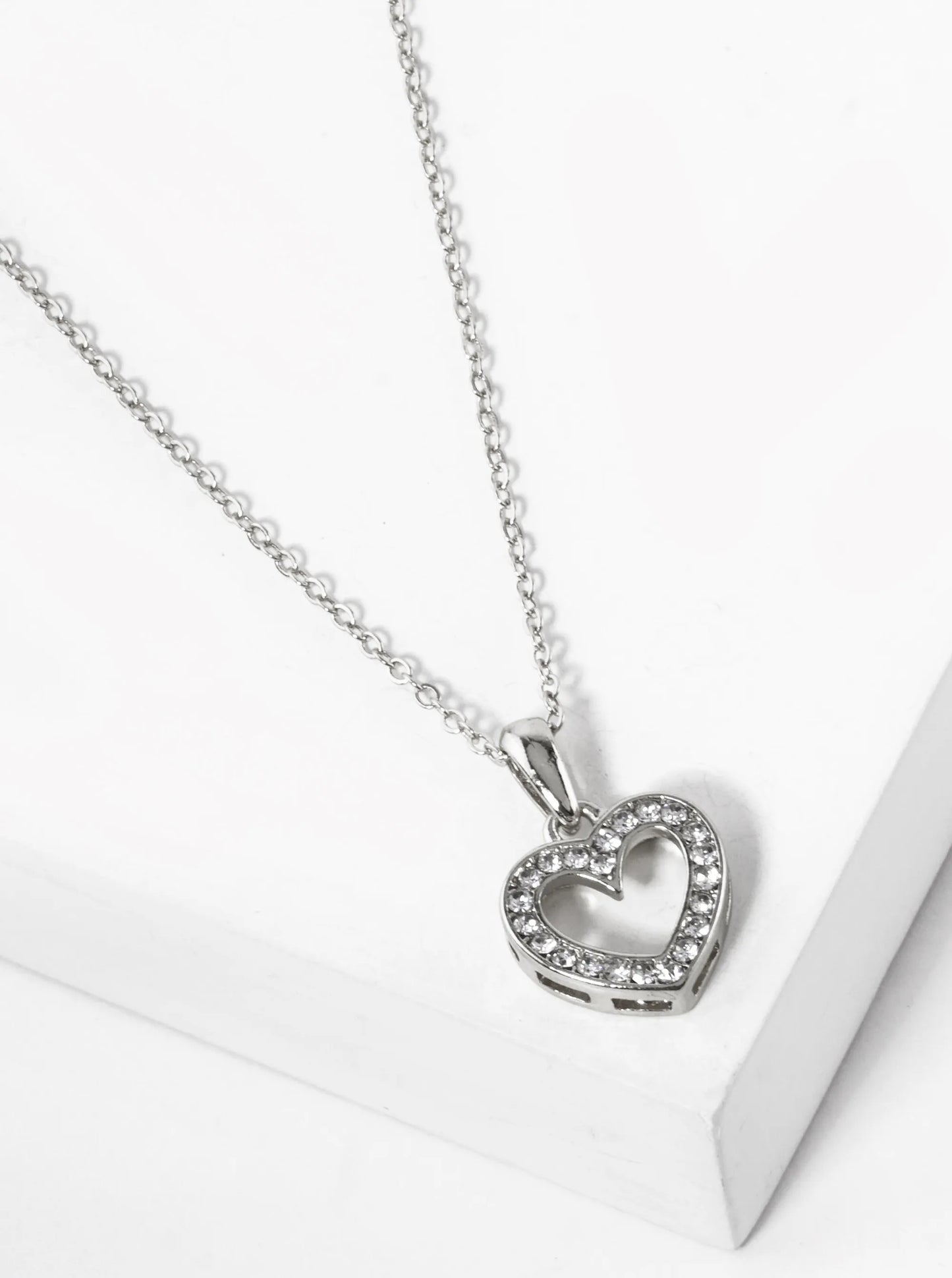 Crystal Pave Heart Pendant Necklace