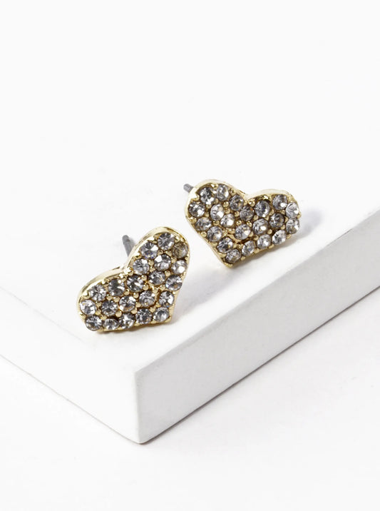 Crystal Pave Heart Stud Earrings