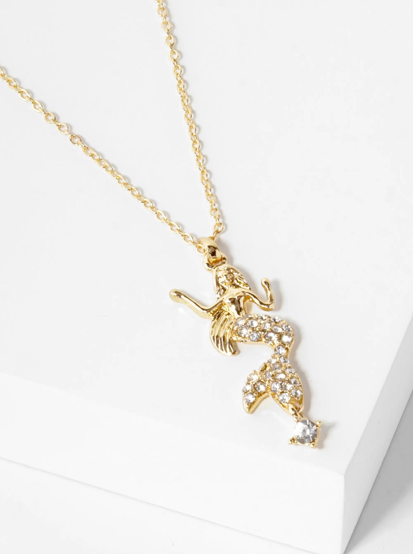 Crystal Pave Mermaid Pendant Necklace