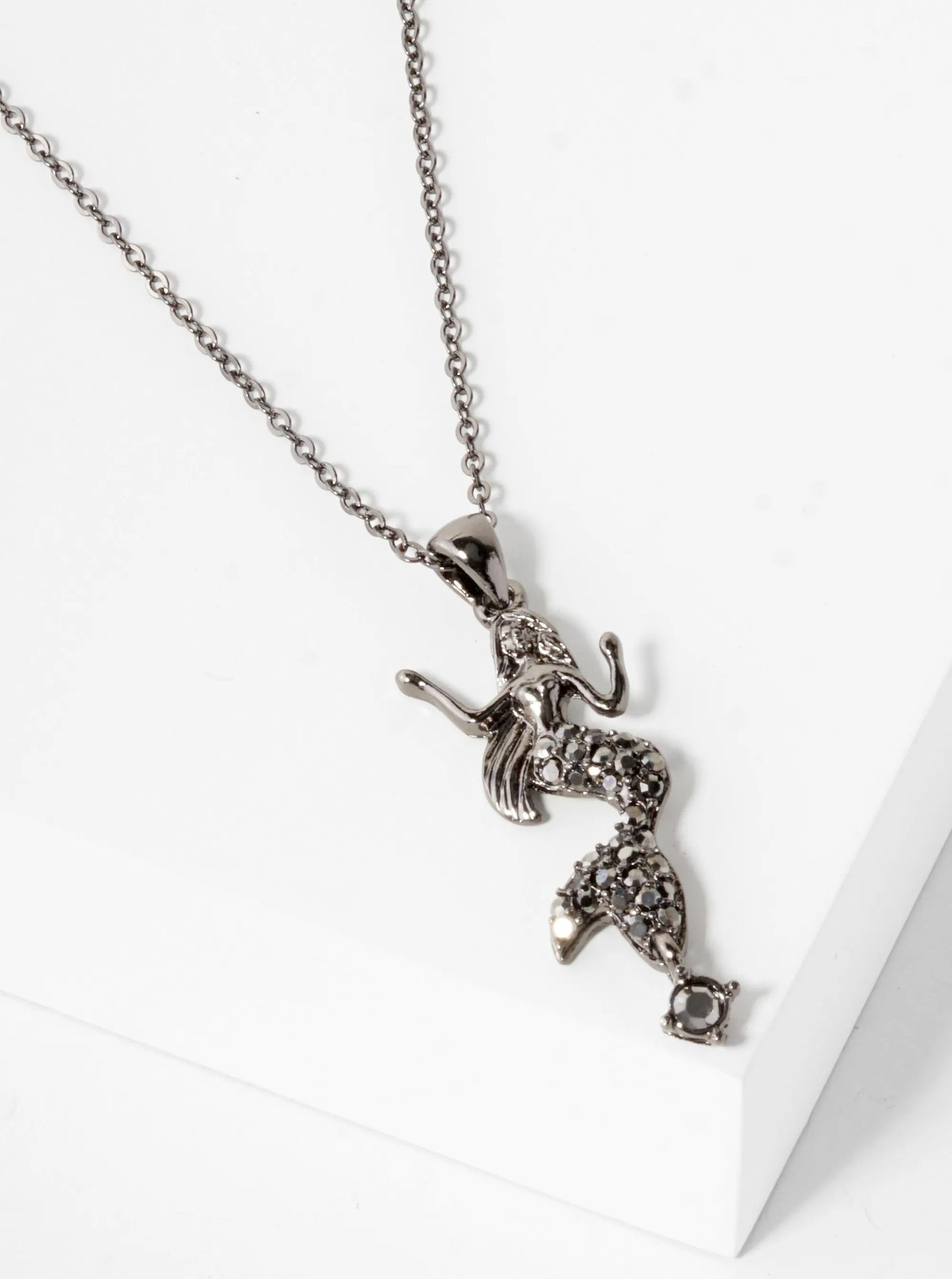 Crystal Pave Mermaid Pendant Necklace