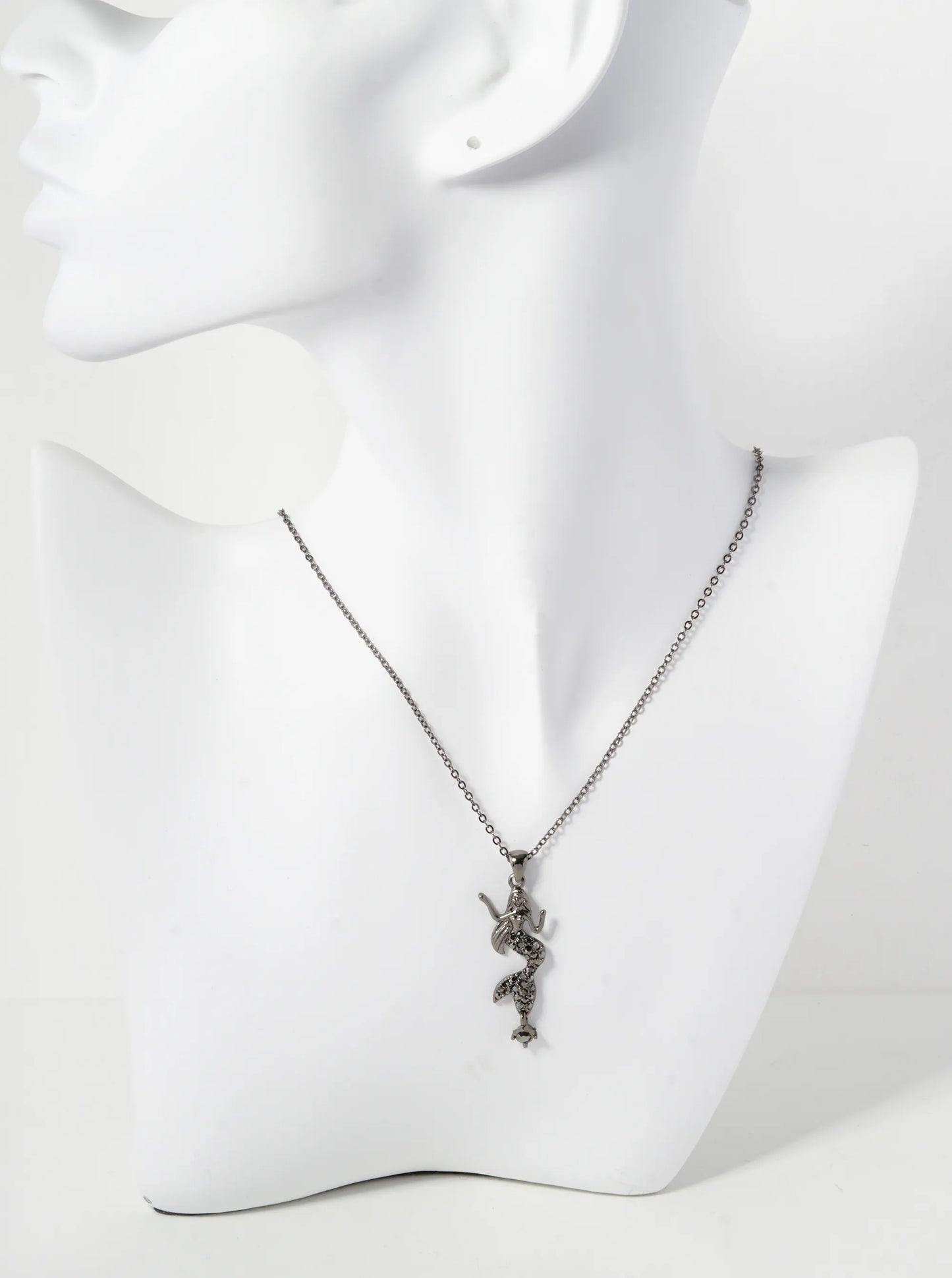 Crystal Pave Mermaid Pendant Necklace