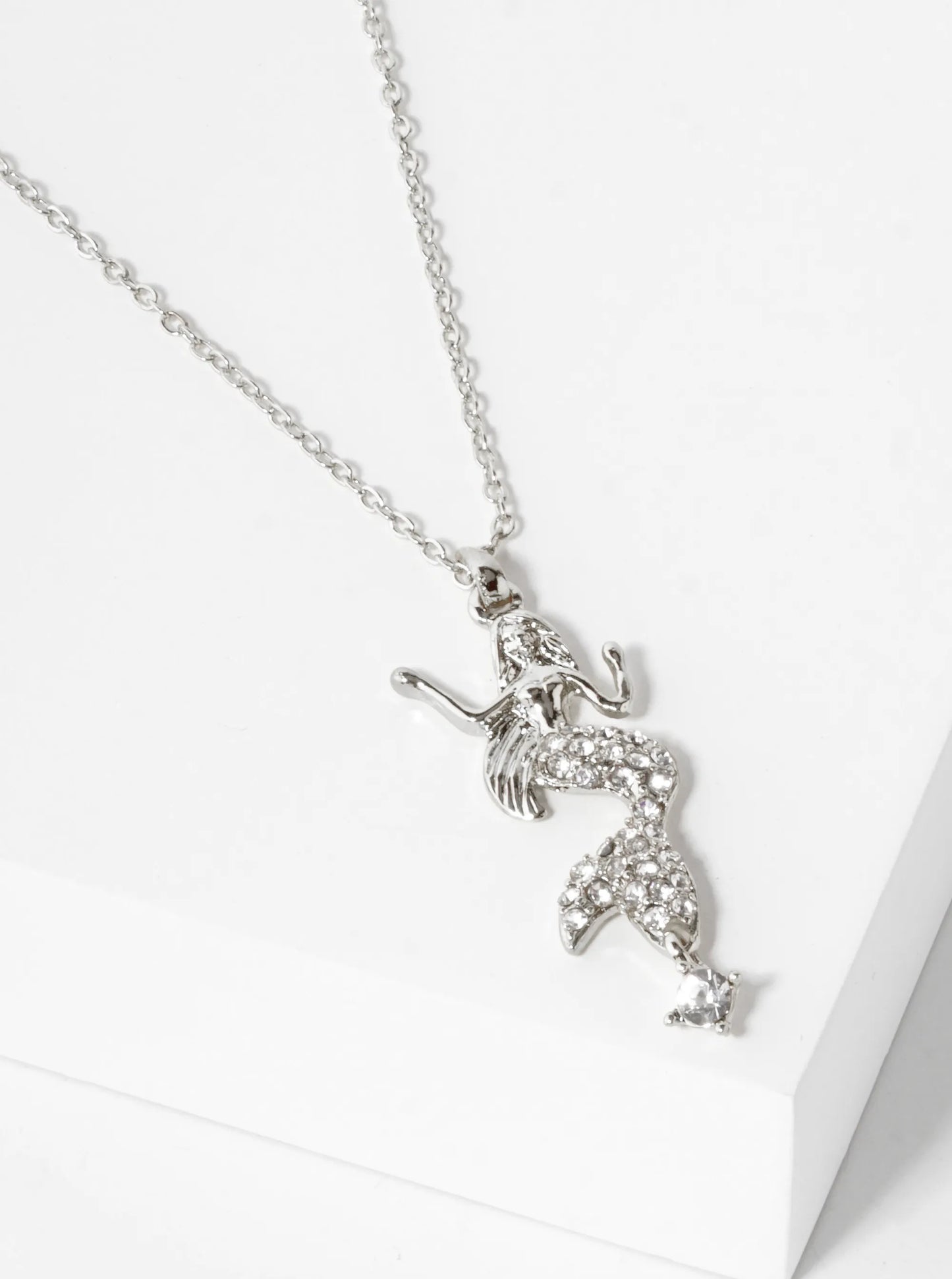 Crystal Pave Mermaid Pendant Necklace