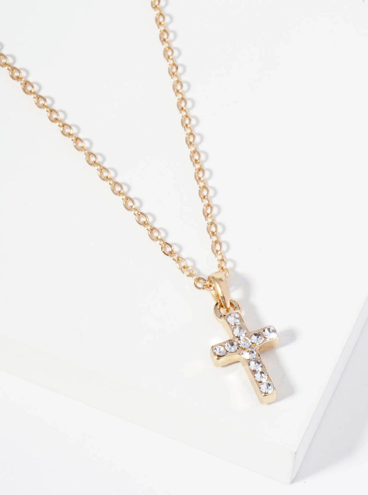 Crystal Pave Mini Cross Pendant Necklace