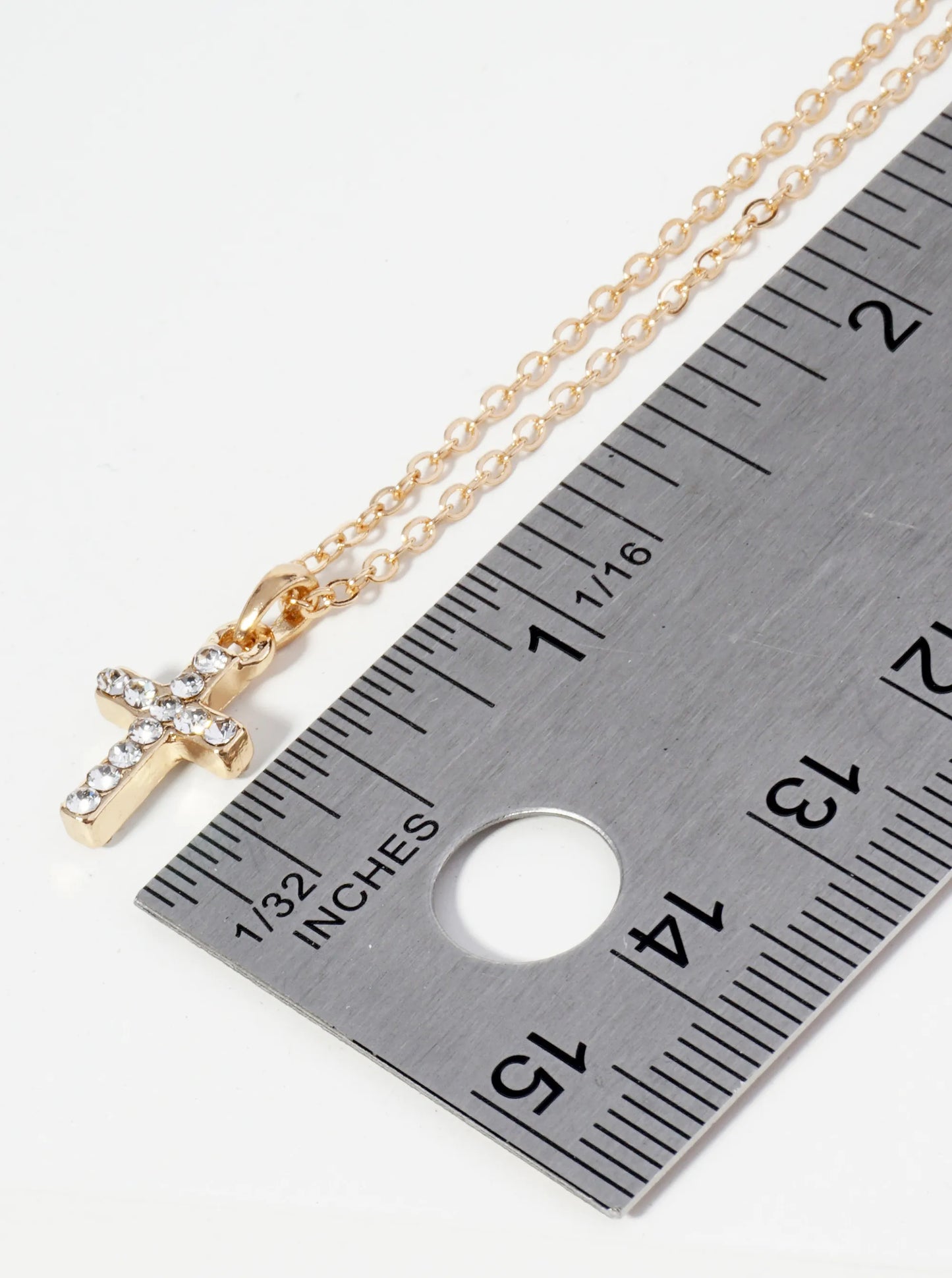 Crystal Pave Mini Cross Pendant Necklace
