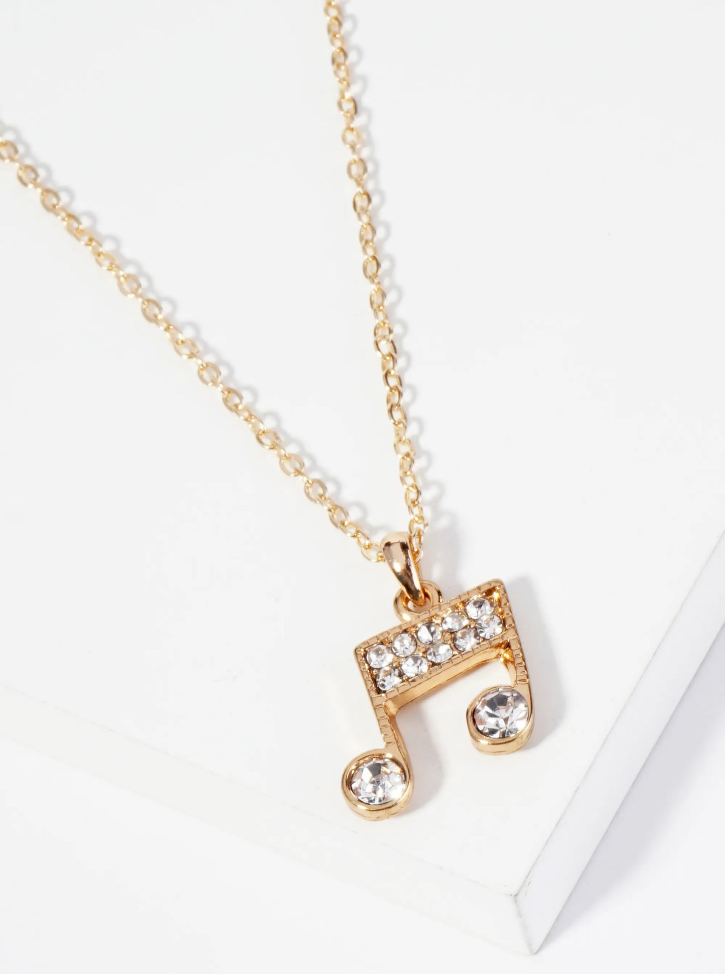 Crystal Pave Musical Note Pendant Necklace