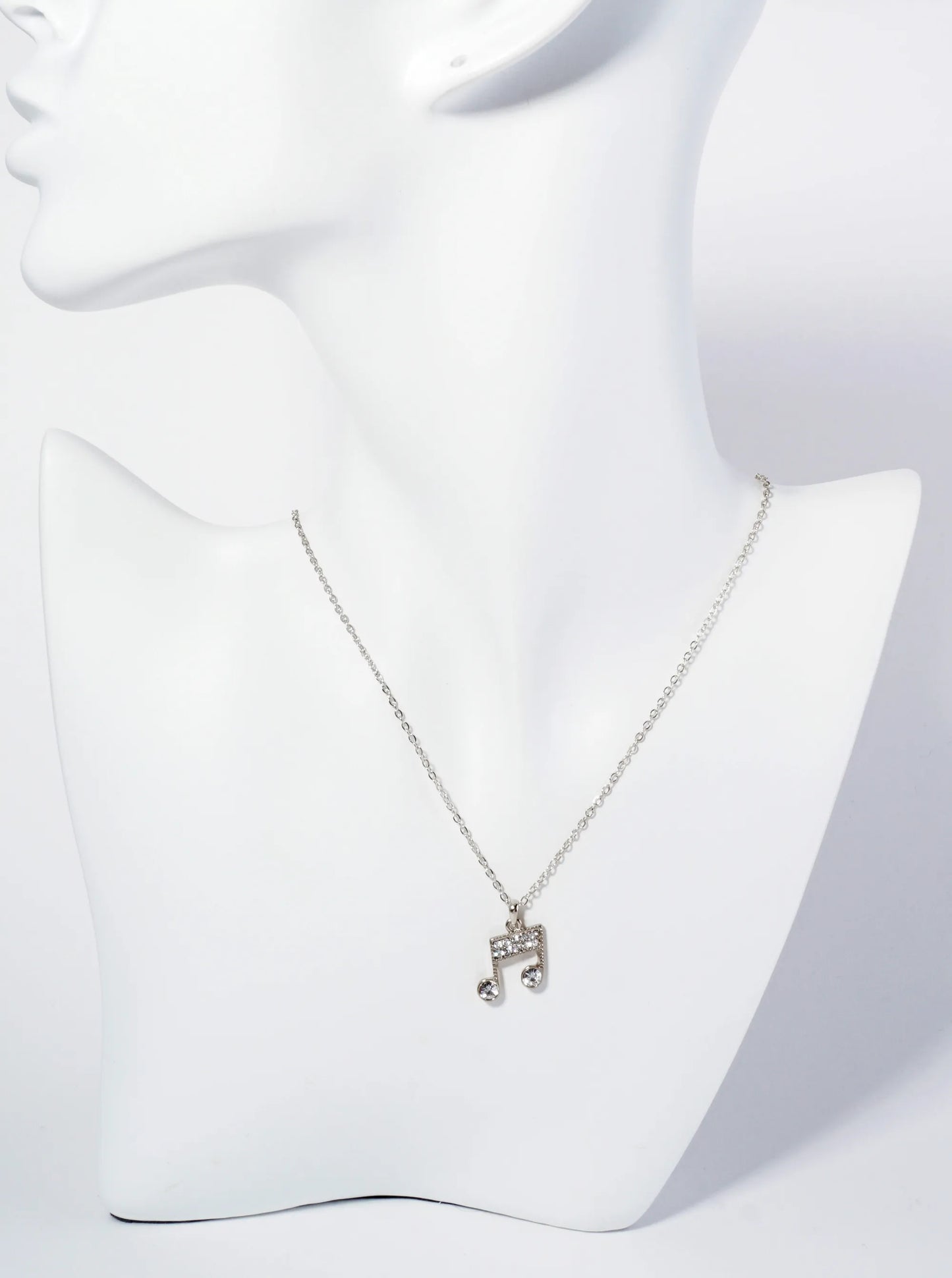 Crystal Pave Musical Note Pendant Necklace