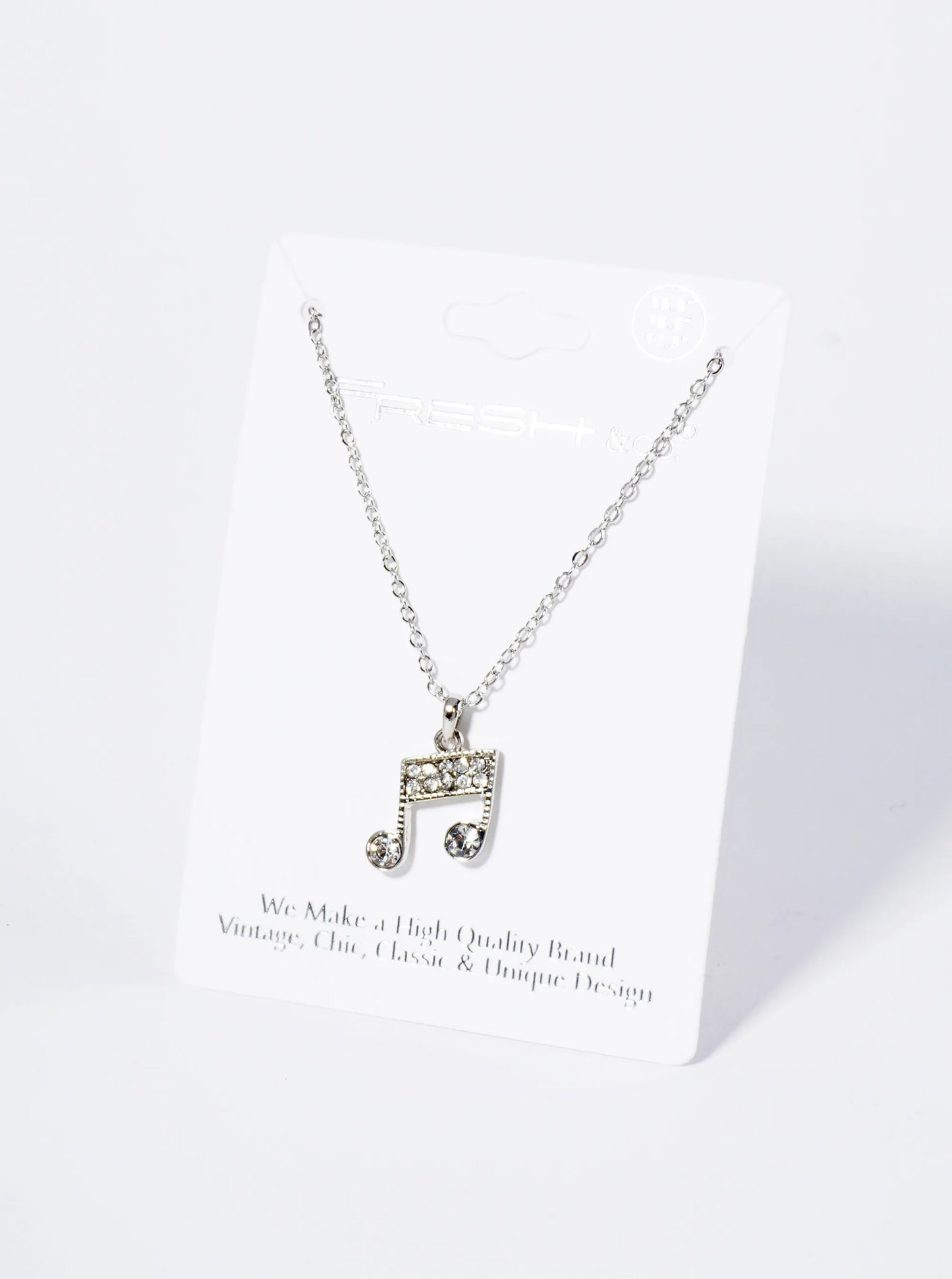 Crystal Pave Musical Note Pendant Necklace