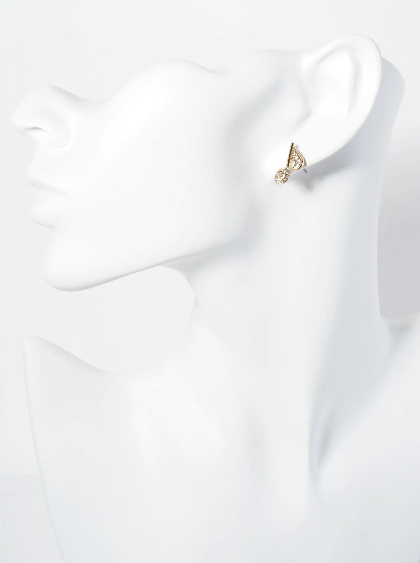 Crystal Pave Musical Note Post Stud Earrings