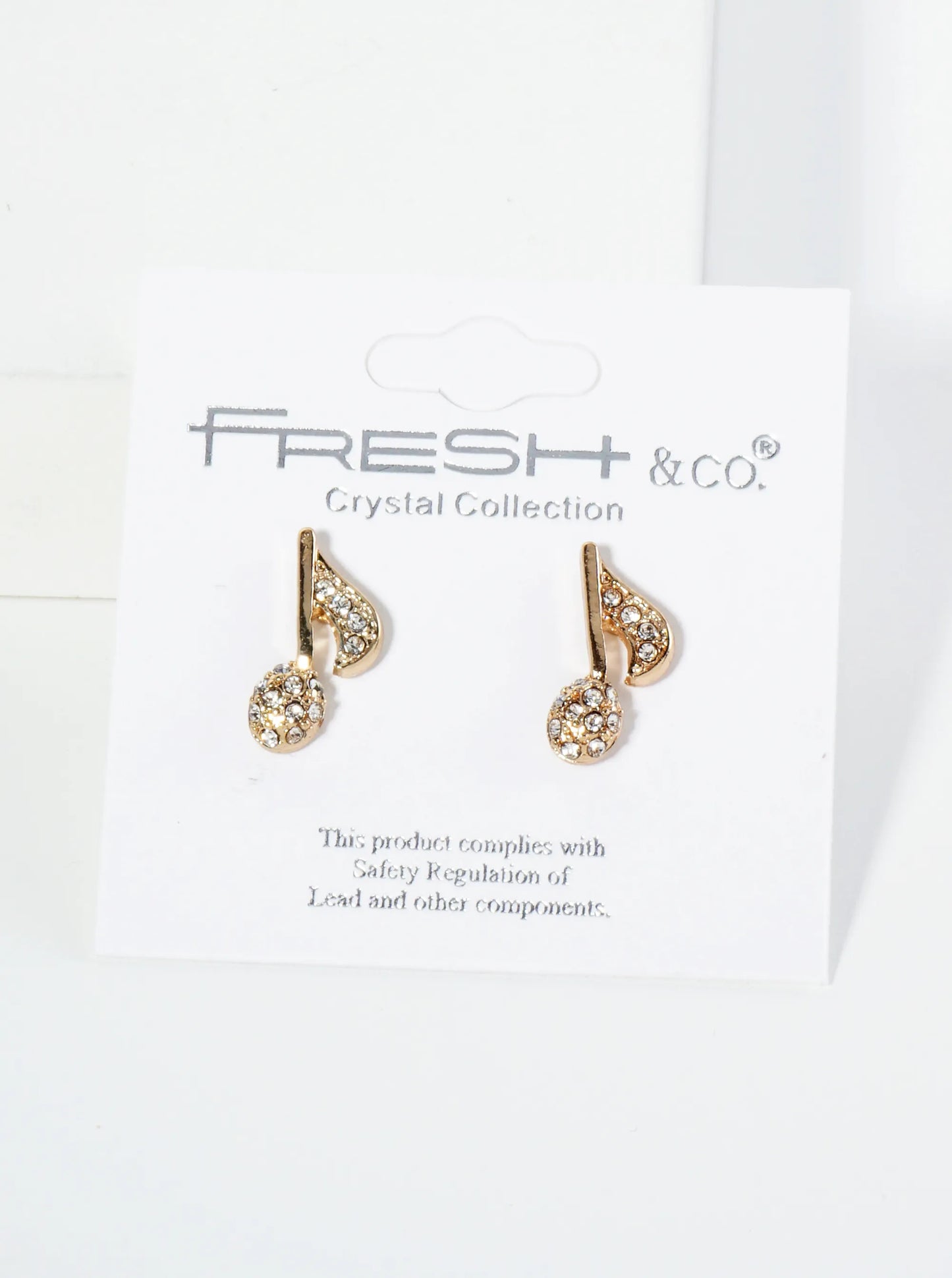 Crystal Pave Musical Note Post Stud Earrings