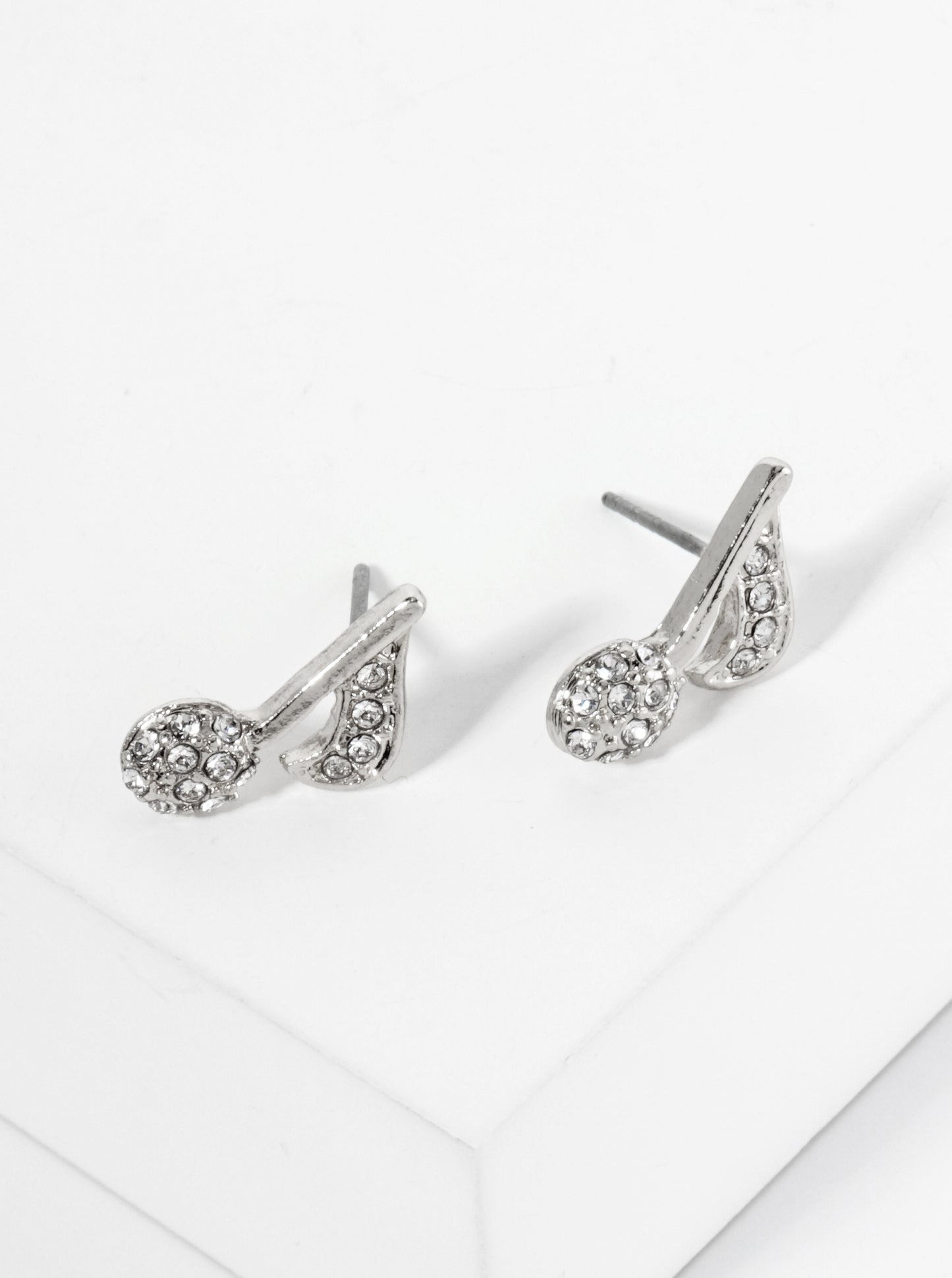 Crystal Pave Musical Note Post Stud Earrings