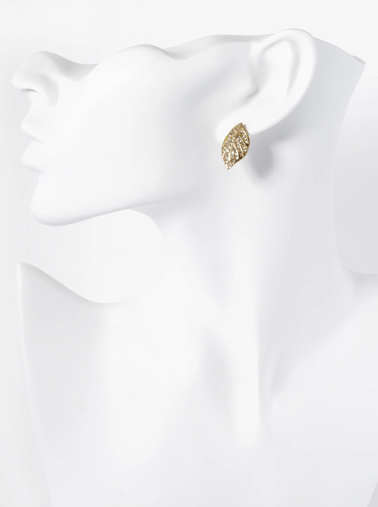 Crystal Pave Nature-Inspired 21mm Leaf Stud Earrings