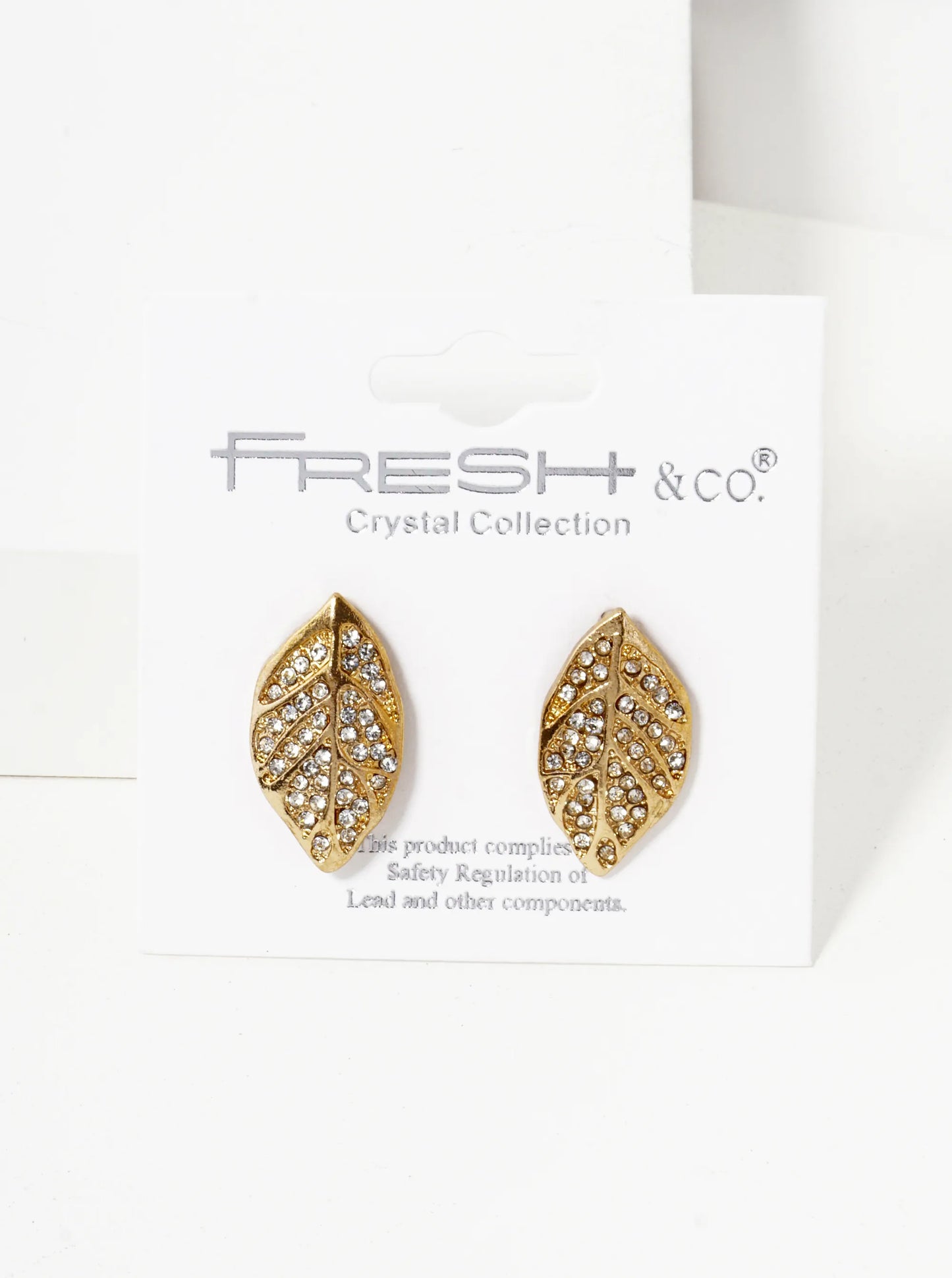 Crystal Pave Nature-Inspired 21mm Leaf Stud Earrings
