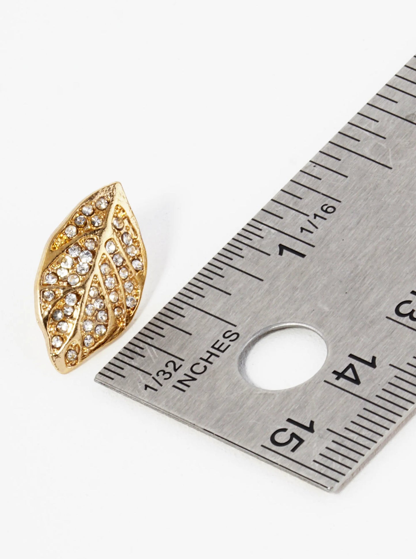 Crystal Pave Nature-Inspired 21mm Leaf Stud Earrings