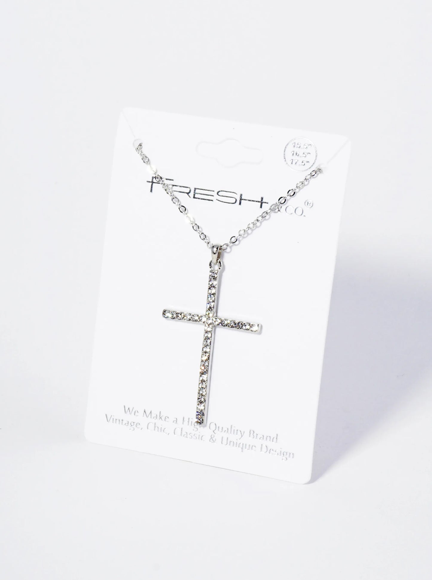 Crystal Pave One And Half Inch Cross Pendant Necklace