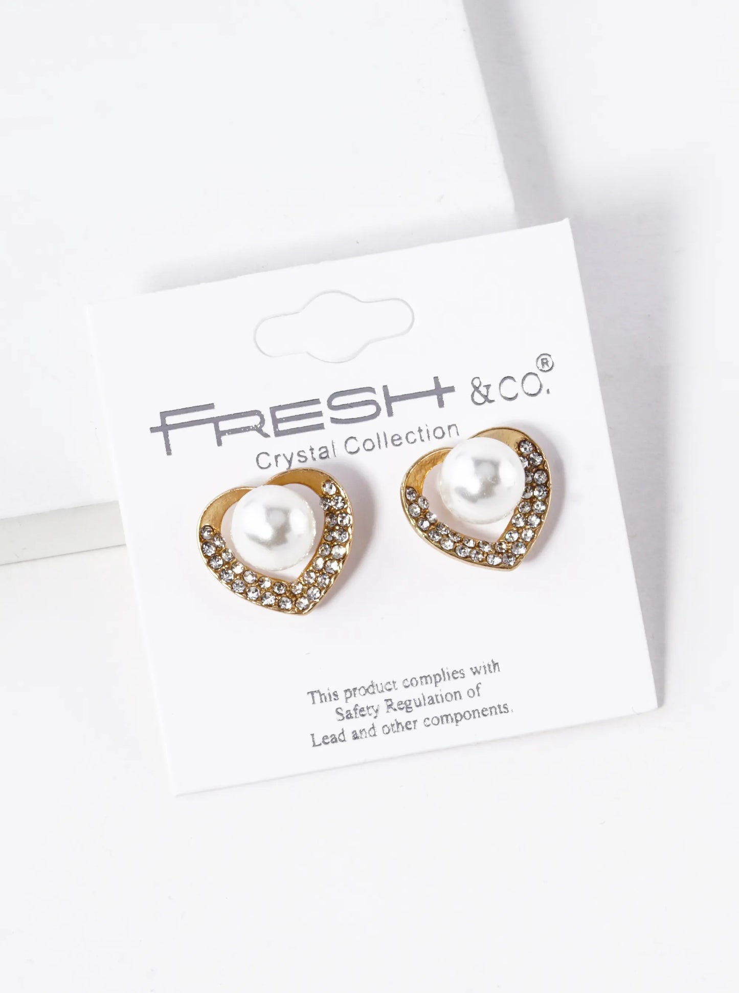 Crystal Pave Pearl Heart Stud Earrings