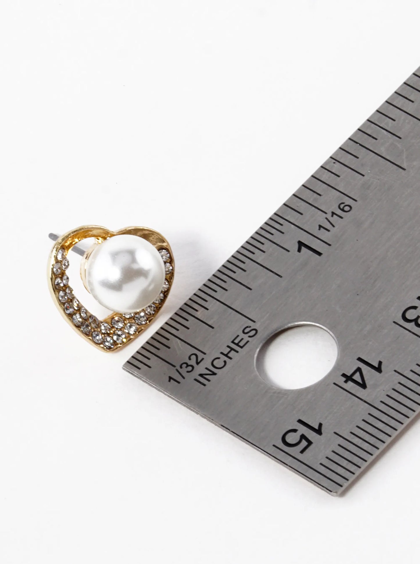 Crystal Pave Pearl Heart Stud Earrings