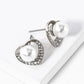 Crystal Pave Pearl Heart Stud Earrings