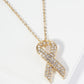 Crystal Pave Pink Ribbon Pendant Necklace