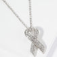 Crystal Pave Pink Ribbon Pendant Necklace