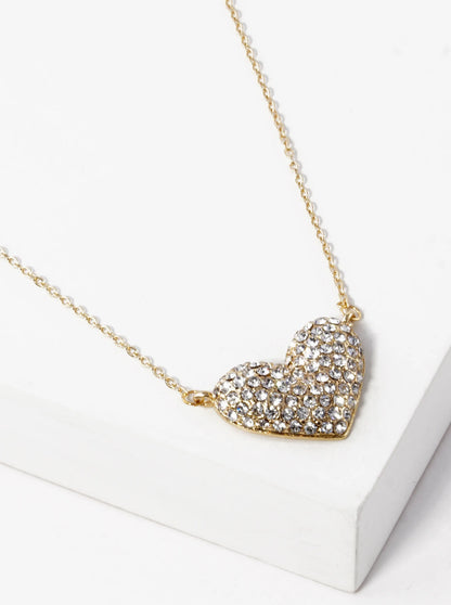 Crystal Pave Puffy Heart Pendant Necklace