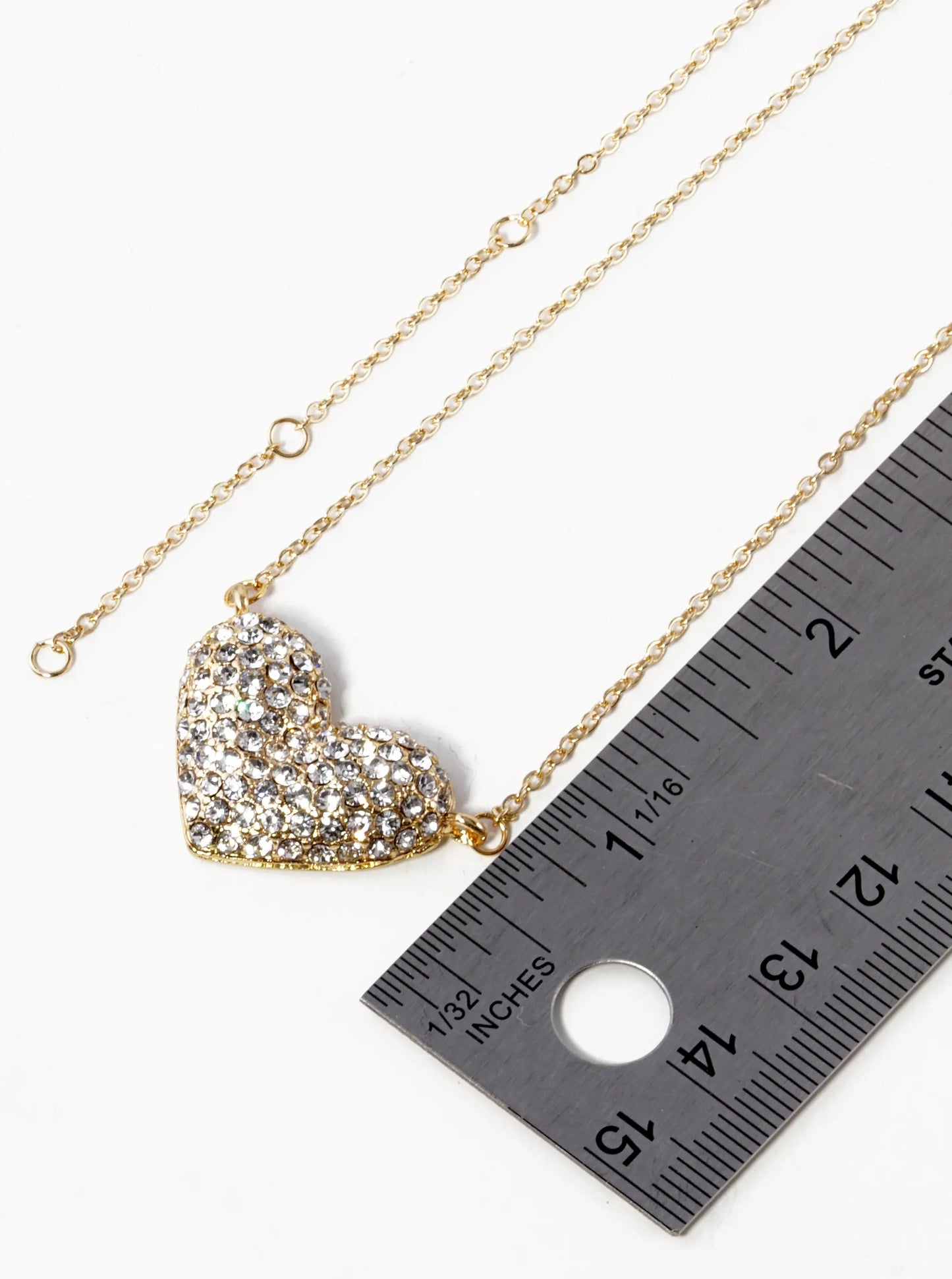 Crystal Pave Puffy Heart Pendant Necklace