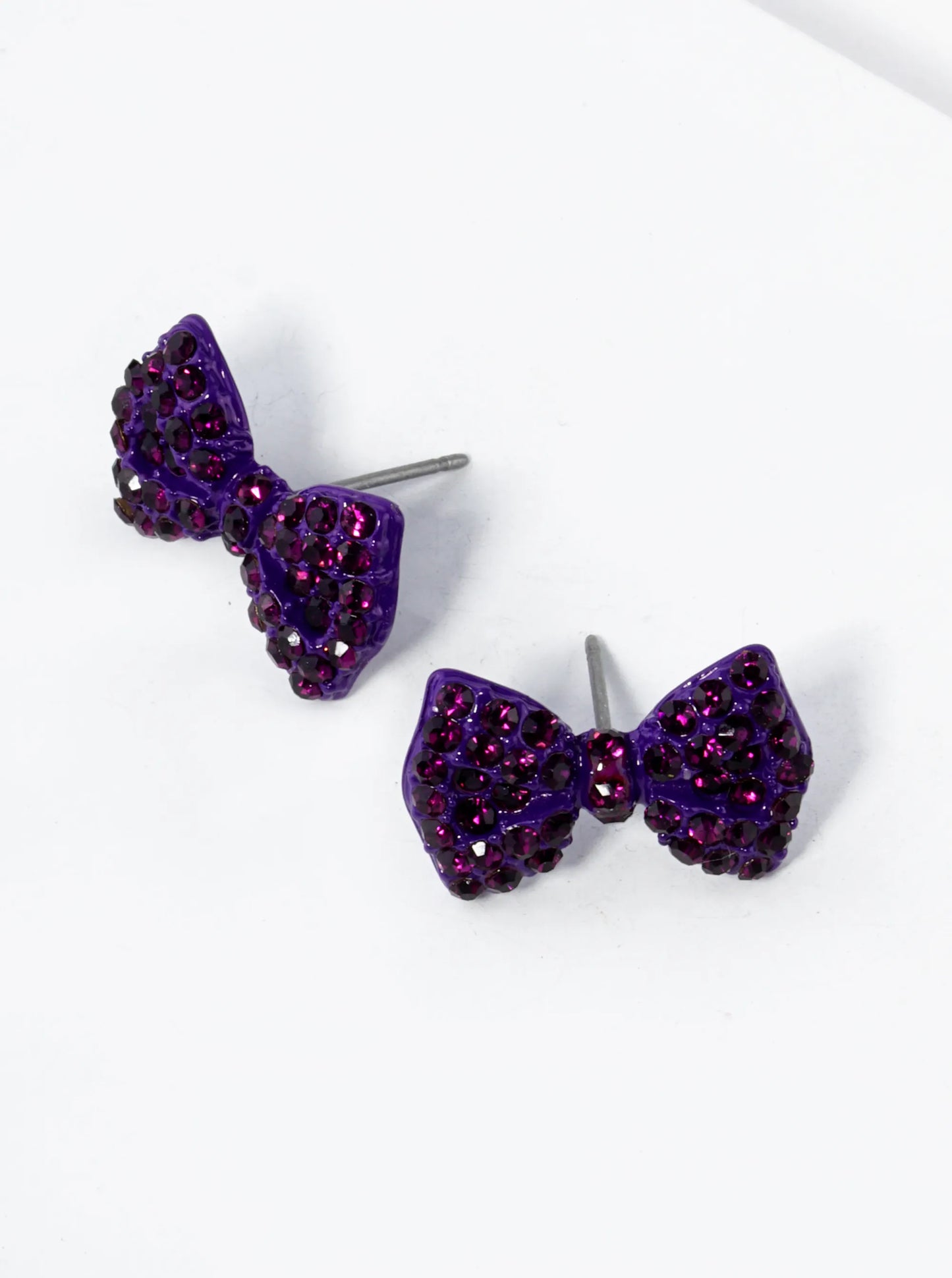 Crystal Pave Ribbon Bow Stud Earrings