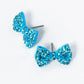 Crystal Pave Ribbon Bow Stud Earrings