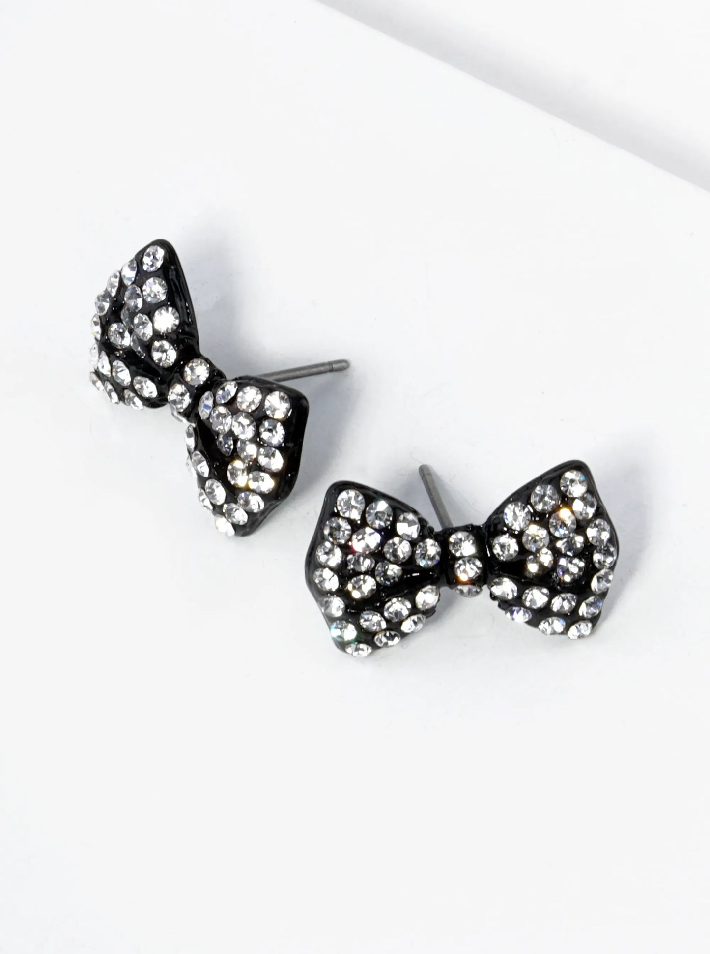 Crystal Pave Ribbon Bow Stud Earrings