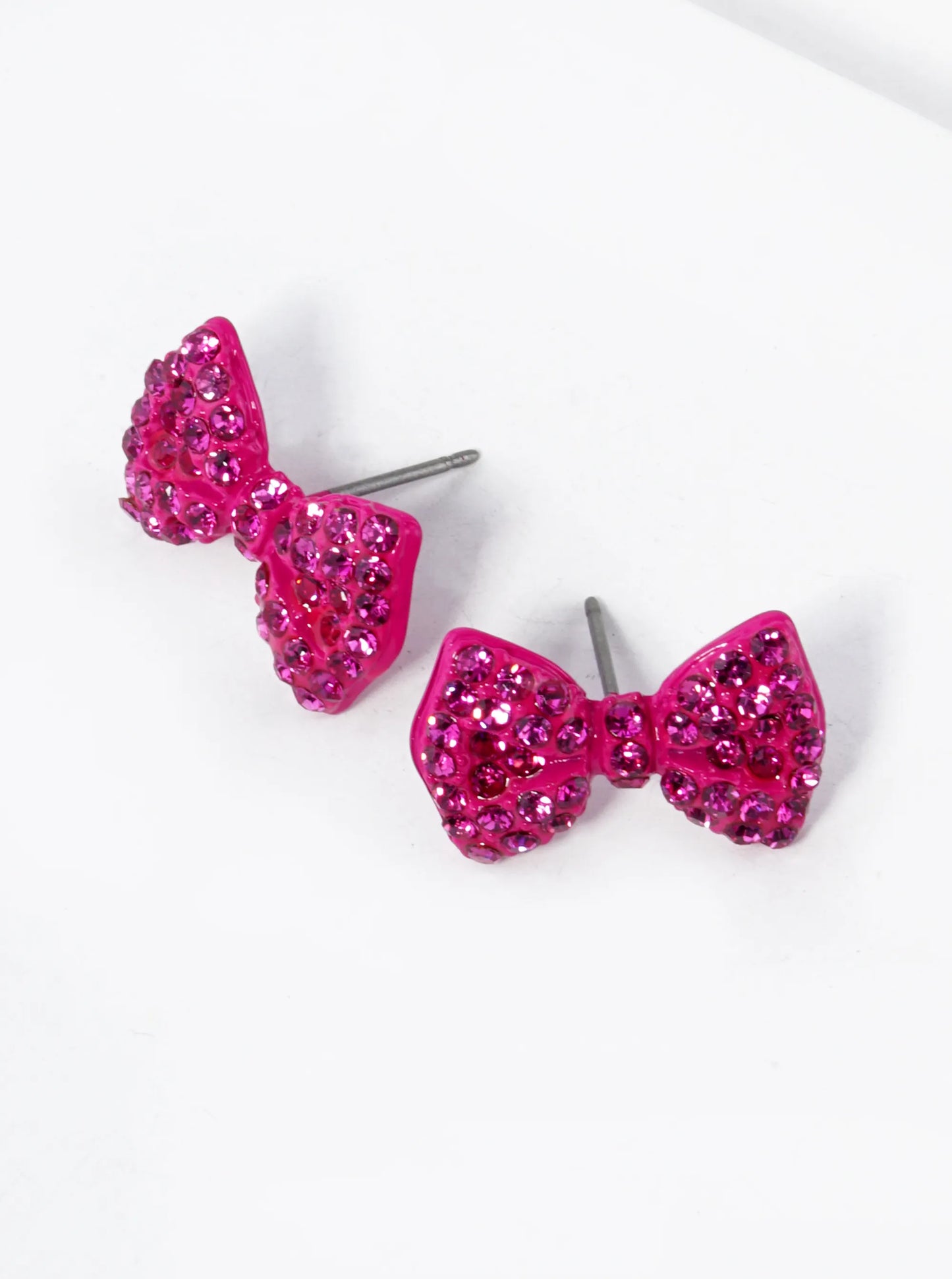 Crystal Pave Ribbon Bow Stud Earrings