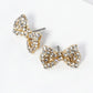Crystal Pave Ribbon Bow Stud Earrings